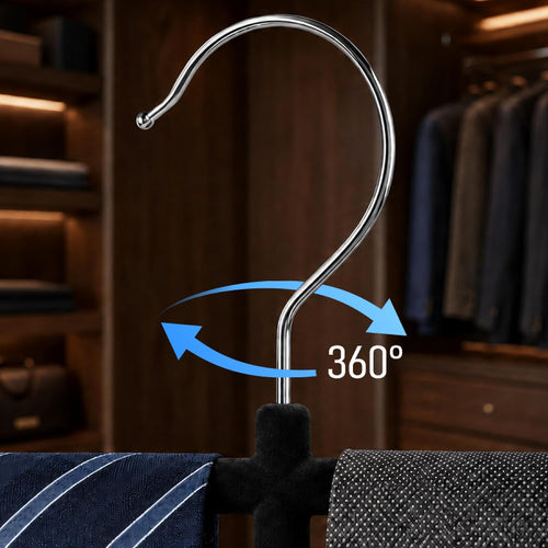 Hangerworld - Samt Bepflockte Accessoires Bügel für Krawatten, Schals, Gürtels - Schwarz - 28cm