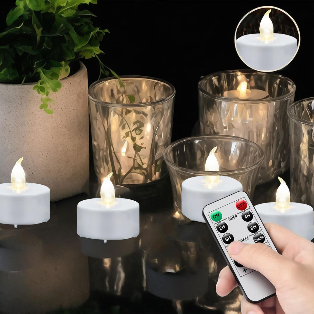 5 Stück Flammenlose Led Teelichter mit Timer Fernbedienung, Warm Weiße