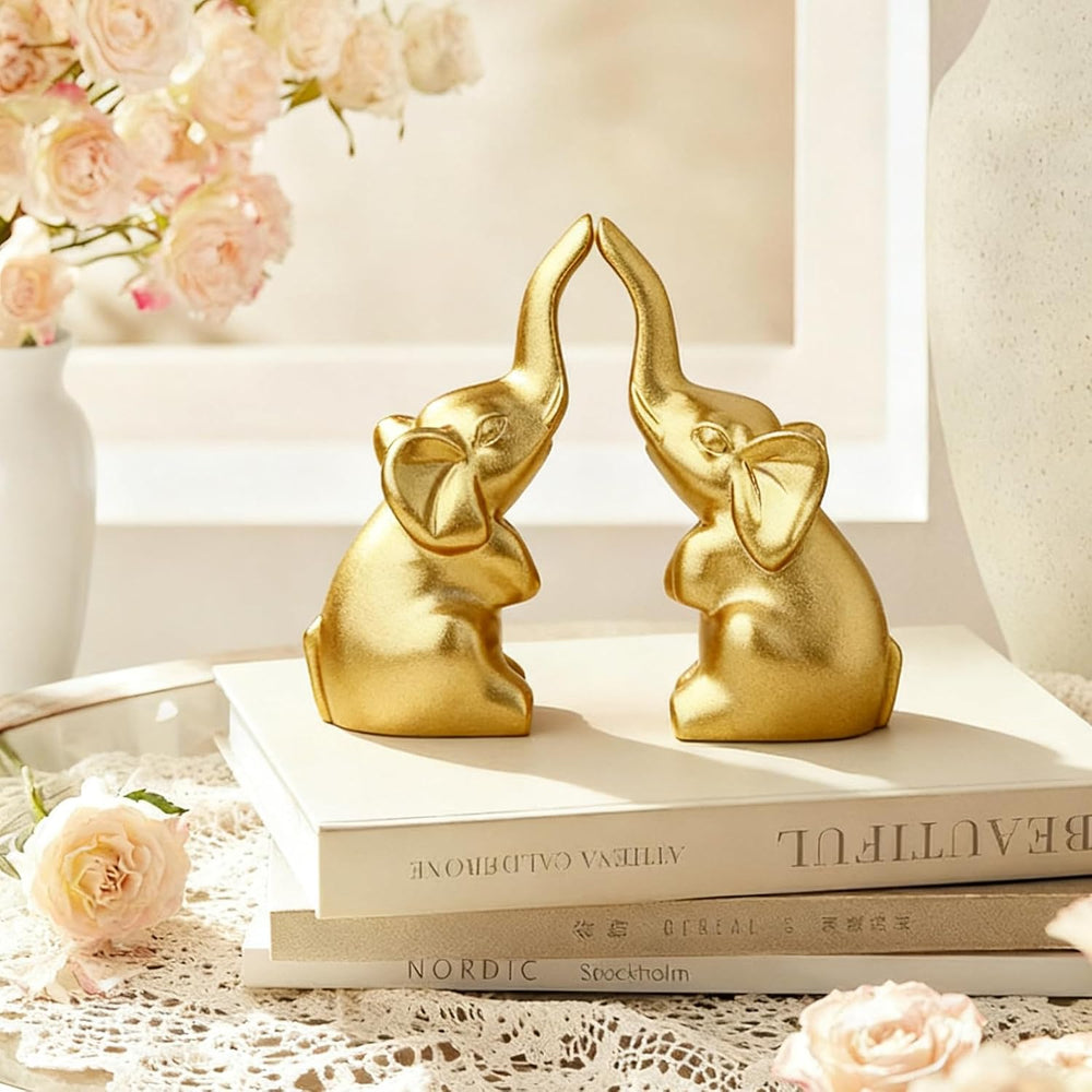2 Stück Gold Elefant Deko Schwarz, Elefanten Deko Wohnzimmer