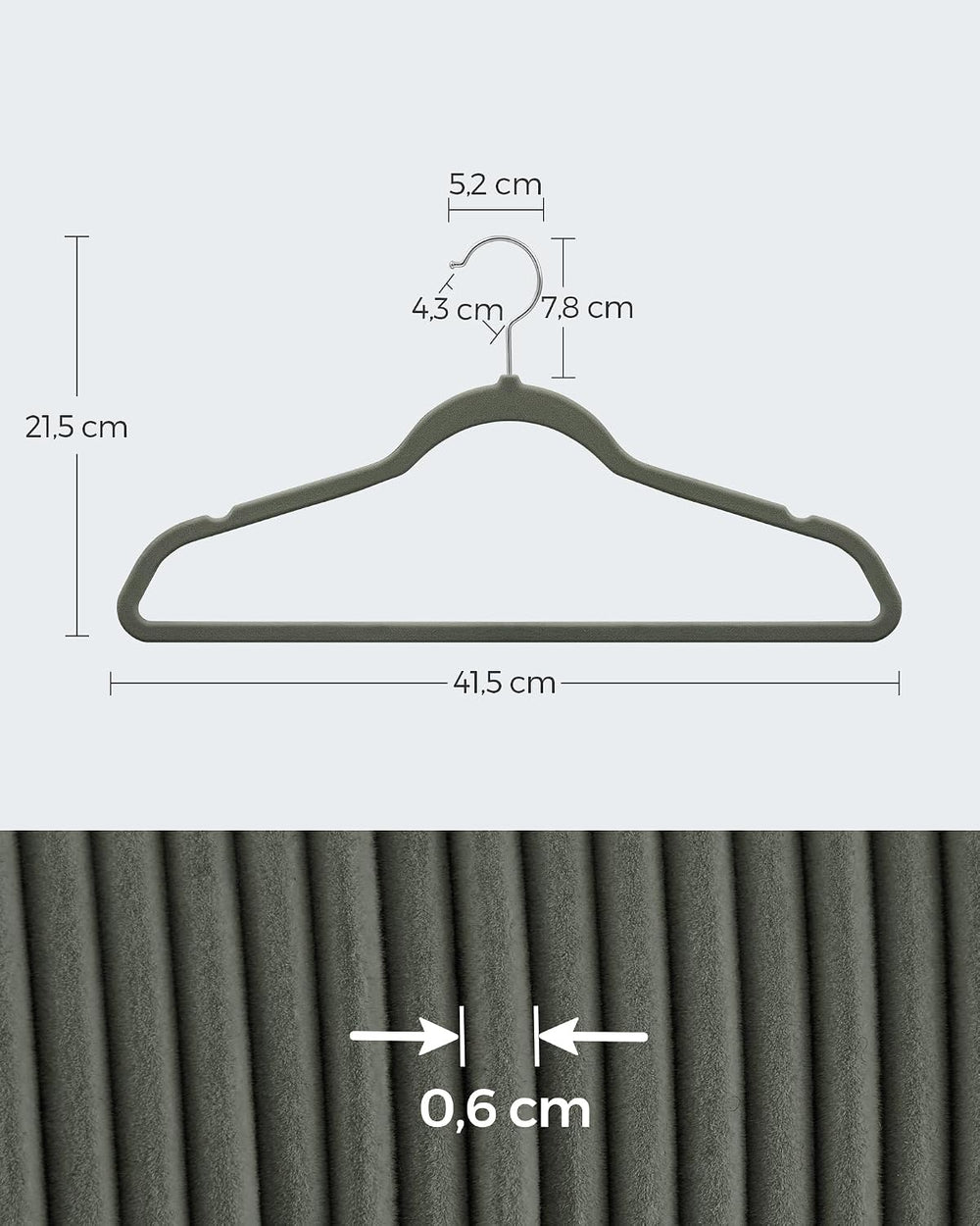 SONGMICS Kleiderbügel Samt, 20er Set, 42 cm breit, dünn, gut belastbar