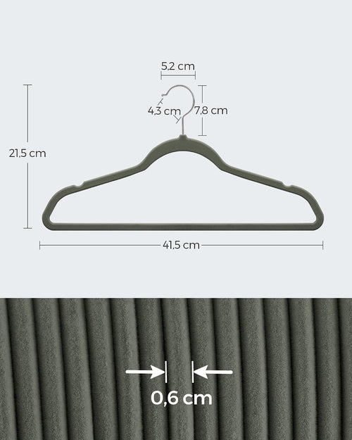SONGMICS Kleiderbügel Samt, 20er Set, 42 cm breit, dünn, gut belastbar