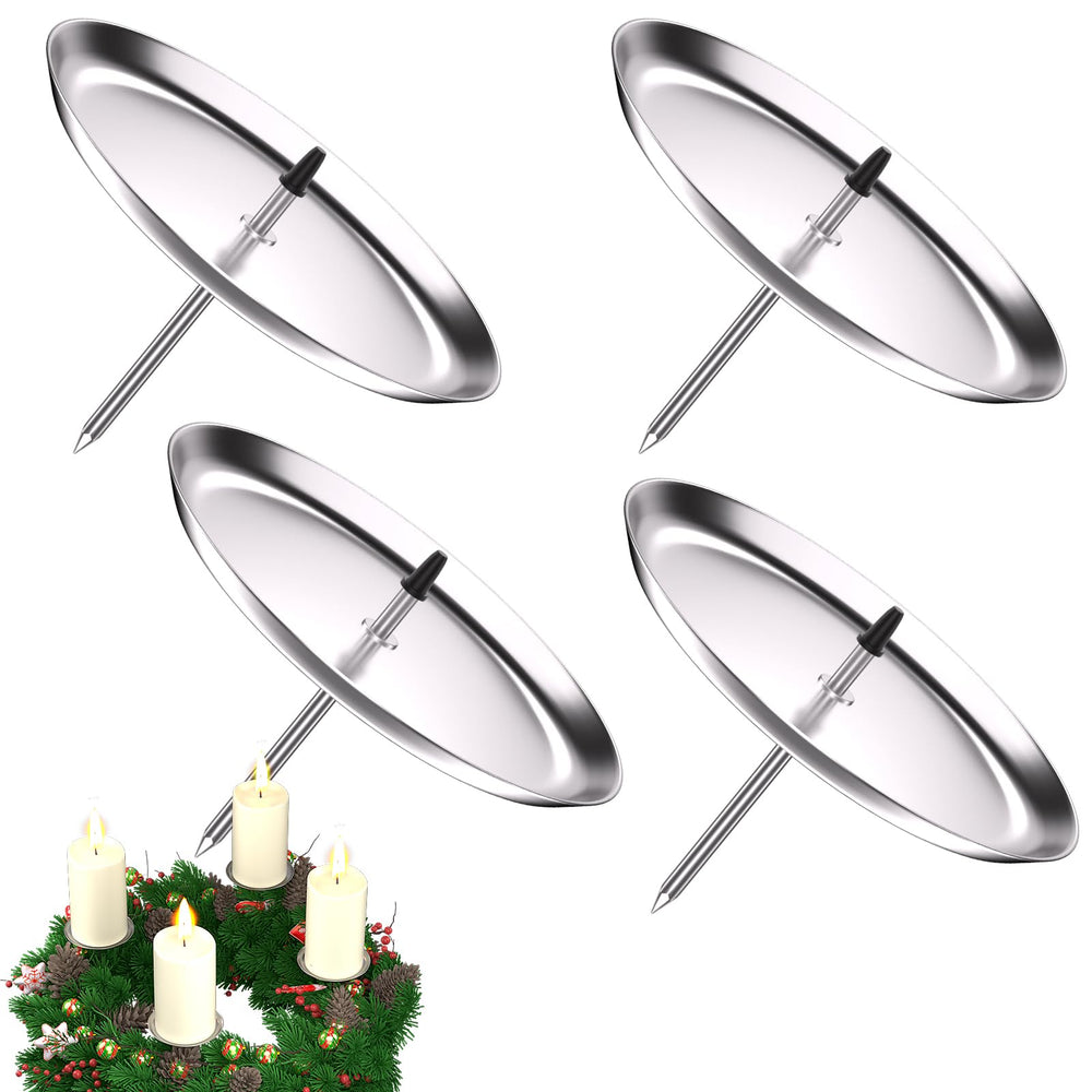 Adventskranz Kerzenhalter 6cm: 4 Stück Advents Kerzenständer für Stumpenkerzen | Metall Adventskerzenhalter mit Dorn | Weihnachtskranz Deko | Schwarz