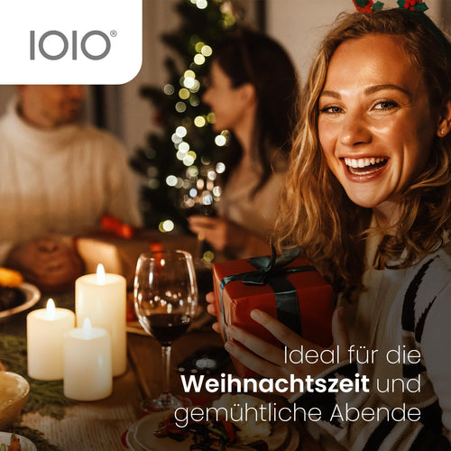 Olympia IOIO 3er Echtwachskerzen-Set mit Fernbedienung und Farbwechsel, LED 48, 40138