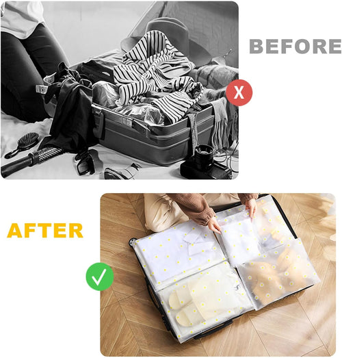KEYRI 20 Stücke Reise Kleidertaschen Organizer Zip Beutel Kleidung Tasche Reisebeutel Aufbewahrungstasche für Kleidung Unterwäsche Handtuch Schuhe Kosmetik Wasserdichte Tasche Krankenhaus (Blumen)