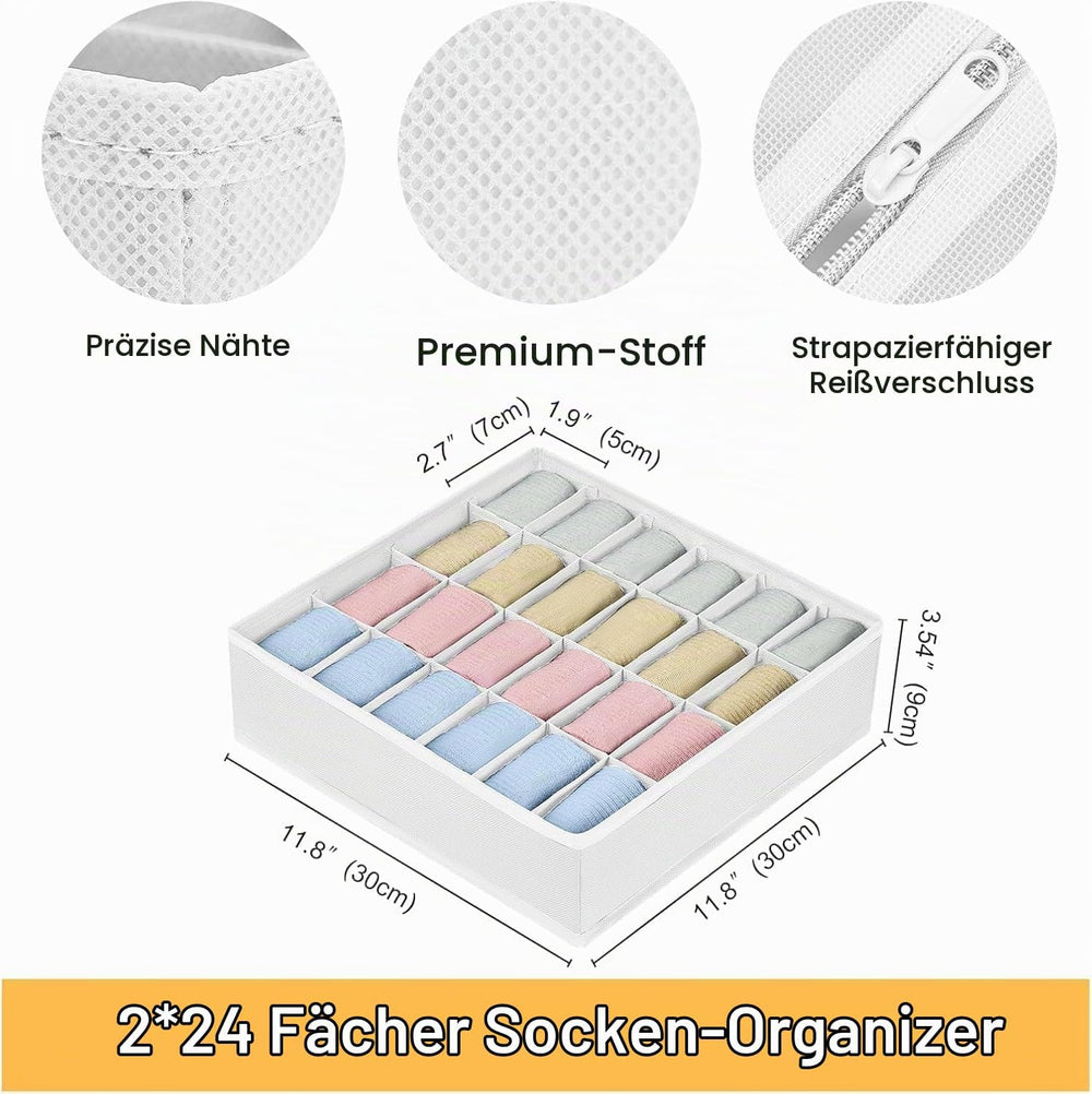 DIMJ Schrank Schubladen Organizer - 48 Fächer (2x24) Socken Organizer