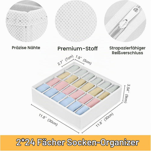 DIMJ Schrank Schubladen Organizer - 48 Fächer (2x24) Socken Organizer