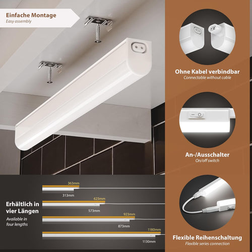 parlat LED Unterbauleuchte RIGEL, Stecker, 31cm, 4 W, 445lm, weiß