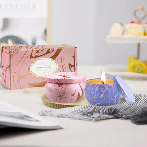 Duftkerzen Geschenkset, 2 Stück Natürliches SojaWachs Aromatherapie Kerzensets, Duftkerze Weihnachten Geschenkset für Frauen, Kleine Geschenk für MuttertagWeihnachten, Geburtstag, Valentinstag