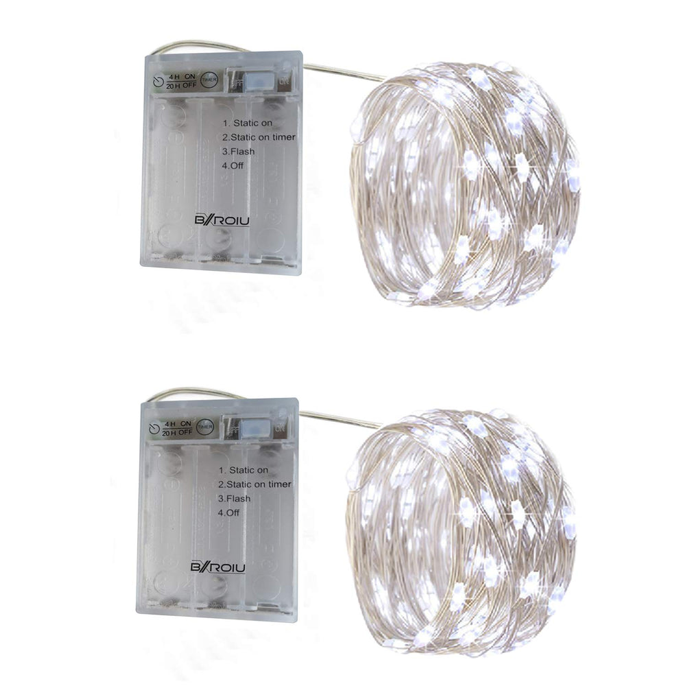 BXROIU 2X 50 LED Lichterkette Batteriebetrieben 5M Micro LED Warmweiß