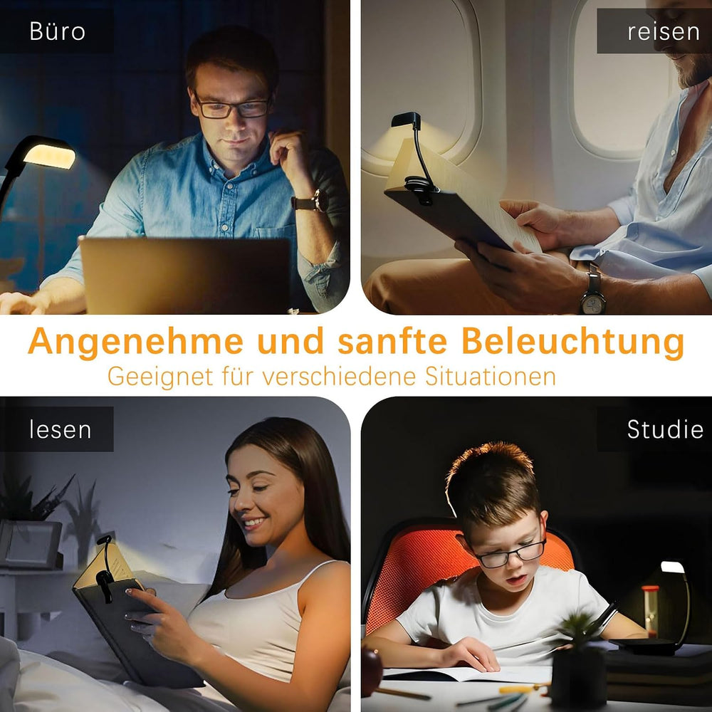 Leselampe Buch Klemme 3 Farbtemperatur & Einstellbare Helligkeit