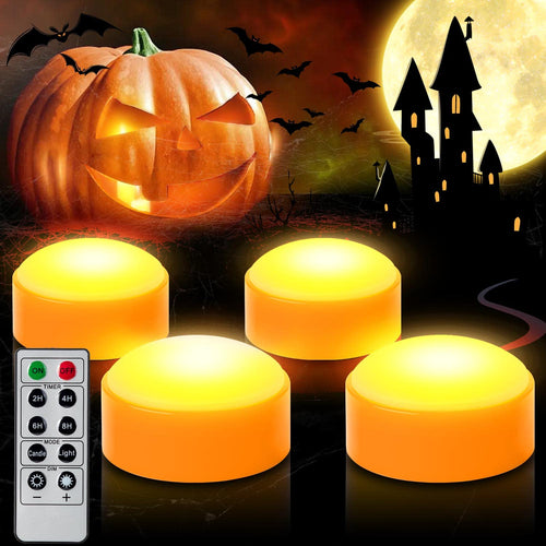 Flammenlose flackernde LED-Votiv-Teelichter mit Timer, batteriebetrieben, 6 Stunden an und 18 Stunden aus pro Zyklus, LED-Teelichter für Halloween-Kürbis, Weihnachten und Außendekoration