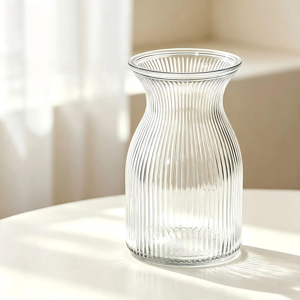20CM Kleine Vasen Deko für Tischdeko, Mit Dichtstopfen für Küchencontainer, Modern Blumenvase Glas, Mini Vase Tulpen Setals Hochzeitsdekoration für Tische. (Clear, 19.8cm)