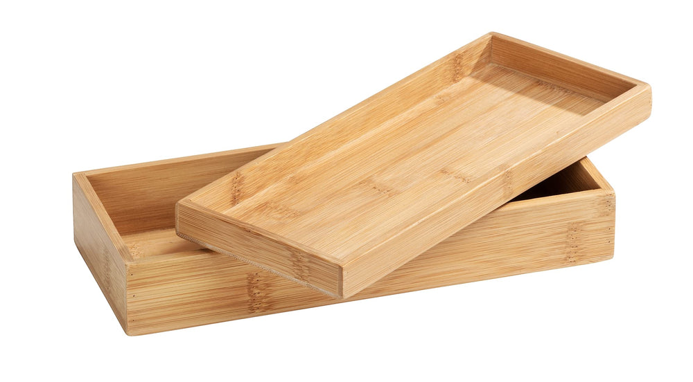 WENKO Box aus Bambus mit 3 Fächern für Schminkutensilien & Schmuck