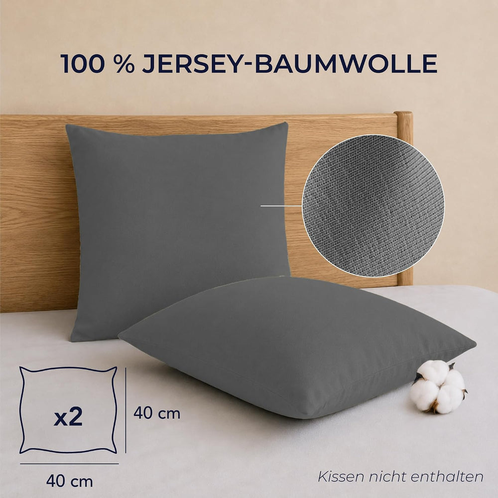 Dreamzie - Kissenbezug 40x40cm - 2er Set - 100% Baumwolle - Anthrazit