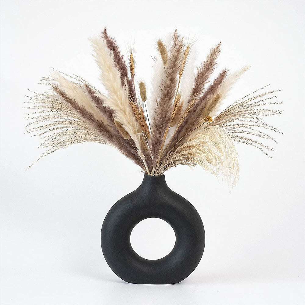 CEMABT Vasen für Pampasgras, handgemachte Vase, getrocknete Blumen, Keramik, Weiß, Handwerkliche Ornamente für die Dekoration des Bürohauses, Vasenset (S, Beige)
