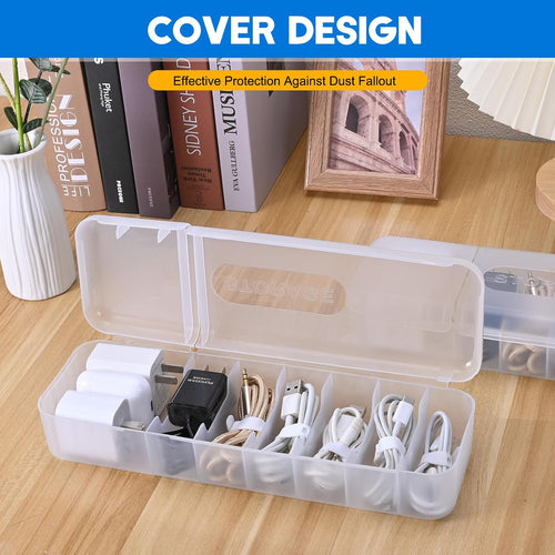 2 Stück Kabel Organizer - Kabel Organizer Box für Kabelaufbewahrung und Sortierung, Aufbewahrungsbox für Ladekabel, praktischer Kabelschutz und Kabelaufwicklung