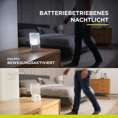 Integral LED Nachtlicht mit Bewegungssensor | Batteriebetrieben | Automatisches Ein-/Ausschalten | Weiches Licht | Wandmontage möglich | Transparent | Für Schlafzimmer, Flure, Treppen, Kinderzimmer