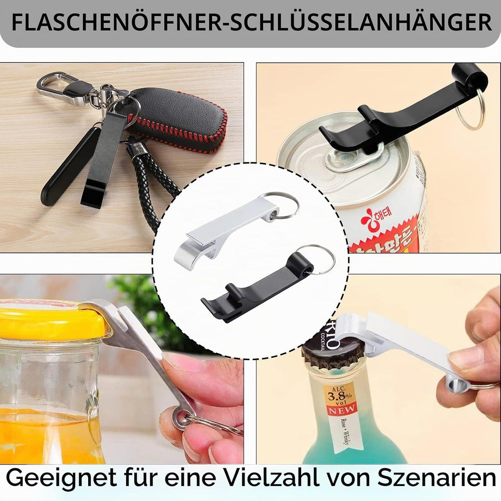 2 Stück Aluminium Flaschenöffner mit Schlüsselring – Leicht, robust & perfekt für Bier, Partys und unterweg