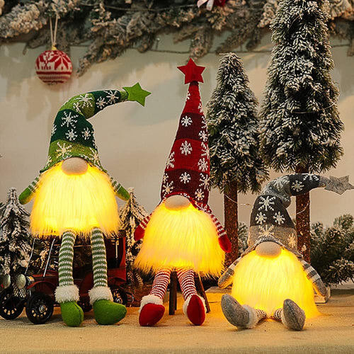 3 Stück Weihnachtsdeko Innen Wichtel,Weihnachtswichtel mit LED für Tisch