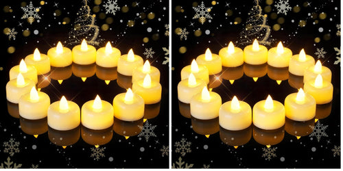 AMAGIC Flammenlose Led Teelicht batterie, 12er,warmweiß Licht, Wachshülle