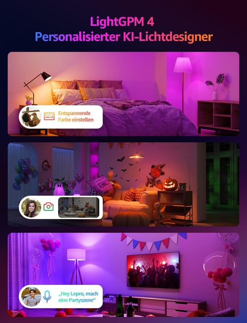 Lepro AI Smart Glühbirne B1, E27, 8,5W, 806lm, dimmbar, RGB+CCT