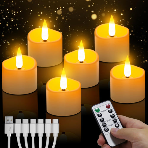 daphomeu Wiederaufladbare LED Teelichter mit Timerfunktion 6 Stück