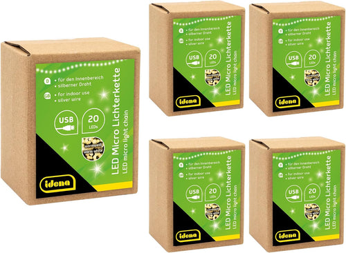 Micro Lichterketten, 20 LEDs, 1,25 m, 5 Stück