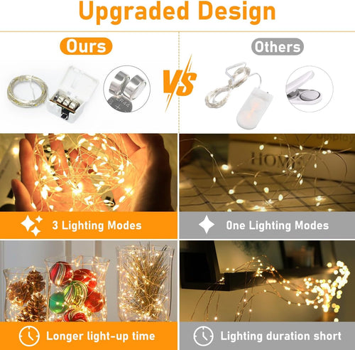 btfarm 12 Stück/3 Modi Lichterkette Batterie, 2M 20 LED Lichterkette Klein