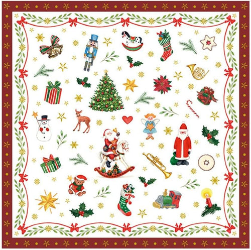 20 Servietten Weihnachten Kleine Weihnachtssymbole rot als Tischdeko. Papierservietten mit Motiv. Auch für Decoupage und Serviettentechnik 33x33cm