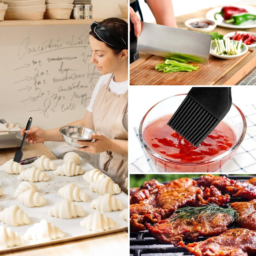 2 Stück 21cm Backpinsel, Backpinsel Silikon, Pinsel Küche, Silikonpinsel Küche, Schwarz Silikon Pinsel, Grillpinsel, Pinsel Backen, Spülmaschinengeeignet, für Backen, Grillen, Kochen