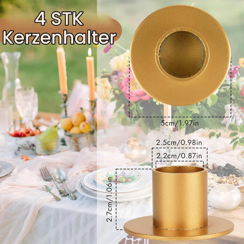 4Pcs Kerzenständer, Gold Kerzenhalter Stabkerzen,Metall Candles Holders