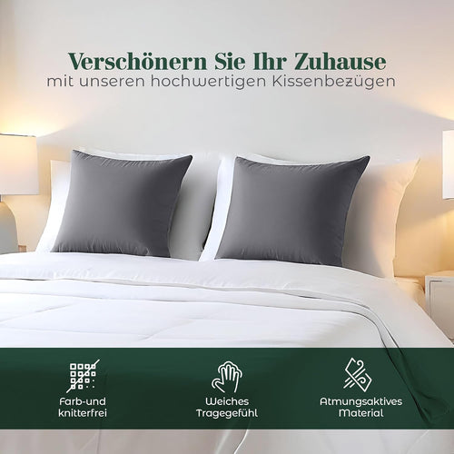 Utopia Bedding Kissenbezug 40x40 4er Set , kopfkissenbezug 40x40 Grau