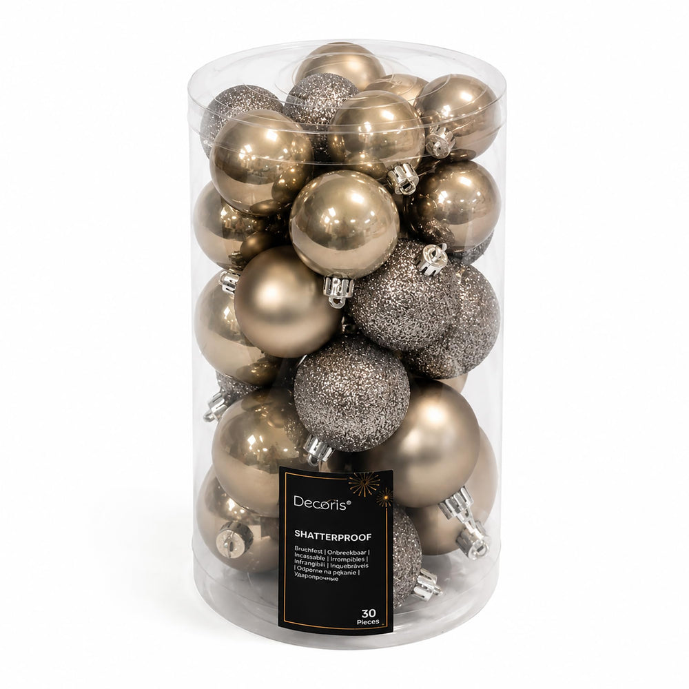 Kaemingk Weihnachtskugeln Kunststoff 4-6cm Mix 30er Set - bruchsichere Christbaumkugeln Weihnachtsbaumkugeln für Weihnachten - Christbaumschmuck & Weihnachtsbaumschmuck - Rosmarin