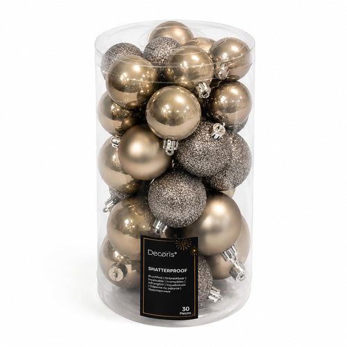 Kaemingk Weihnachtskugeln Kunststoff 4-6cm Mix 30er Set - bruchsichere Christbaumkugeln Weihnachtsbaumkugeln für Weihnachten - Christbaumschmuck & Weihnachtsbaumschmuck - Rosmarin