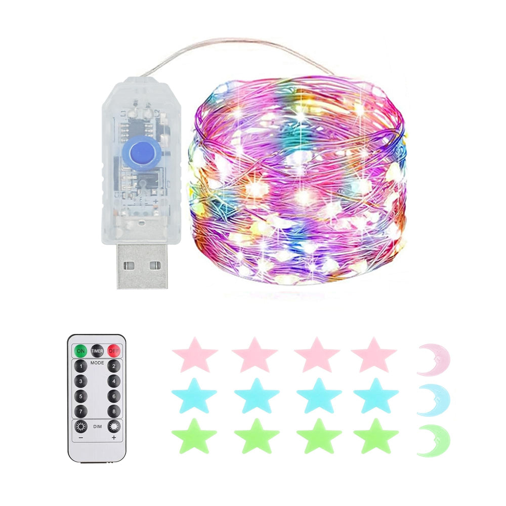 2 Stück LED Lichterkette, 50LED 5M / 17Ft 8 Modi USB lichterkette außen/innen Wasserdichte mit Fernbedienung für Schlafzimmer, Hof, Hochzeit, Weihnachten, DIY etc (Warmweiß)