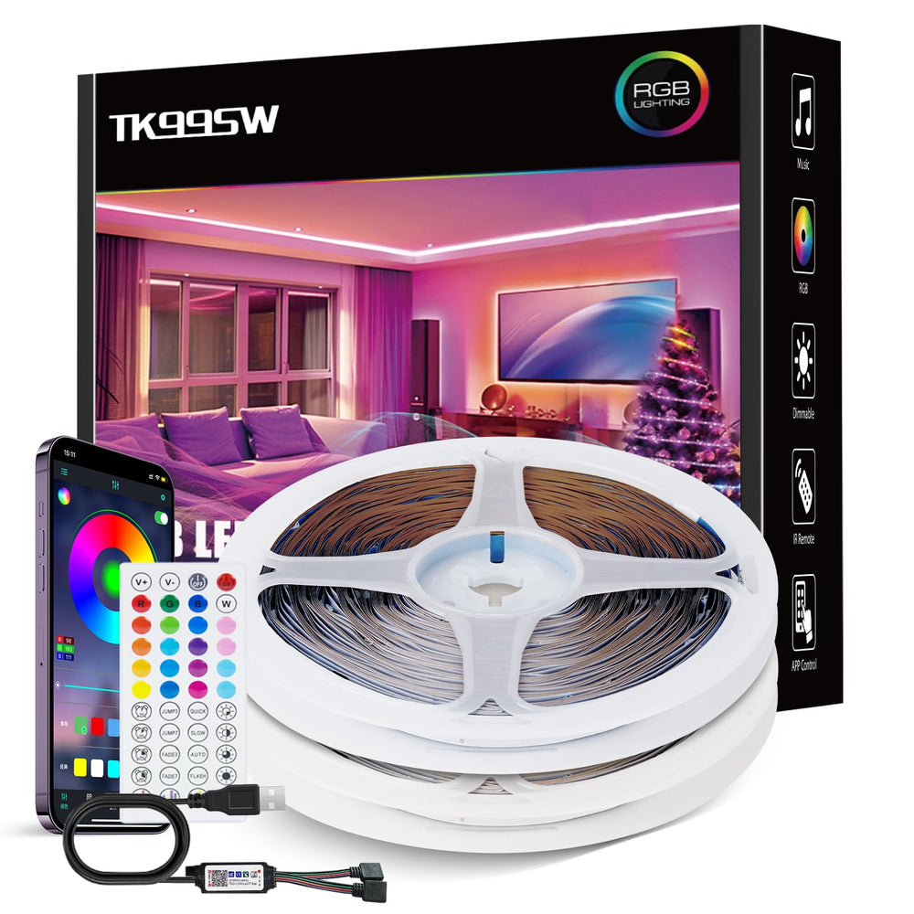 LED Strip 3m, USB RGB Streifen Mit App Fernbedienung, Music Sync Steuerbar Timer Einstellung, Band Selbstklebend Beleuchtung Lichter Verstellbare Helligkeiten Farbwechsel Für Tv/Schlafzimmer/Party