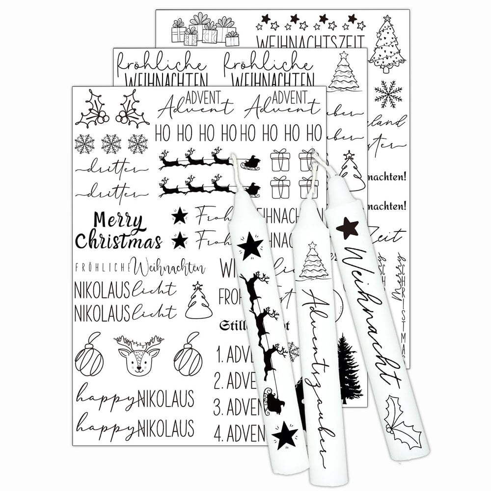 Kerzentattoos Weihnachten & Advent – Kerzen Sticker Set für DIY Deko