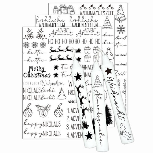 Kerzentattoos Weihnachten & Advent – Kerzen Sticker Set für DIY Deko