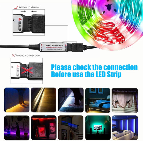 2M USB-LED-Lichtstreifen, DIY-Innendekoration, für TV-Hintergrundbeleuchtung, 16 Farben, 5050 LEDs, Fernbedienung mit 24 Tasten
