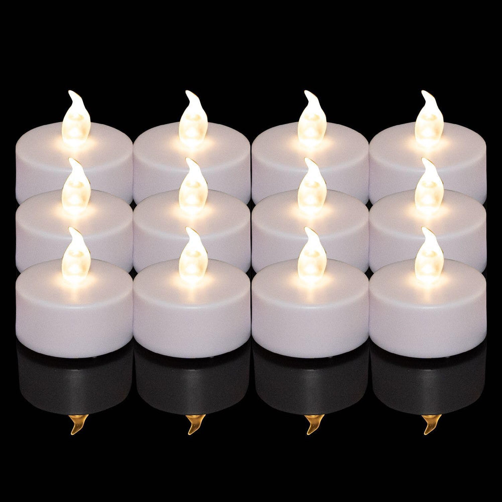 24 Stück LED Teelichter Kerzen, Batteriestart flammenlose realistische hell flackernde elektrische Kerzenlampe, Dose langlebig 200 Stunden Warmweiß, Hochzeiten, Partys ,Festivals，Wohndekoration