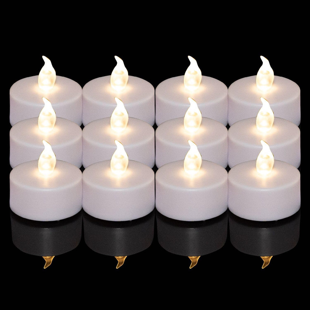24 Stück LED Teelichter Kerzen, Batteriestart flammenlose realistische hell flackernde elektrische Kerzenlampe, Dose langlebig 200 Stunden Warmweiß, Hochzeiten, Partys ,Festivals，Wohndekoration