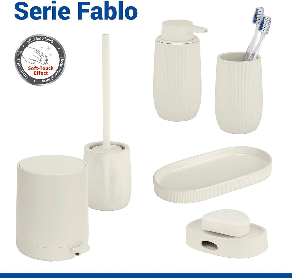 WENKO Ablage Mod. Fablo aus Keramik mit Rillenoptik, freistehend, Badezimmer-Organizer, Badablage, Schmuckschale, dekoratives Tablett für Badezimmer, Schlafzimmer, Wohnzimmer, Büro, Creme matt