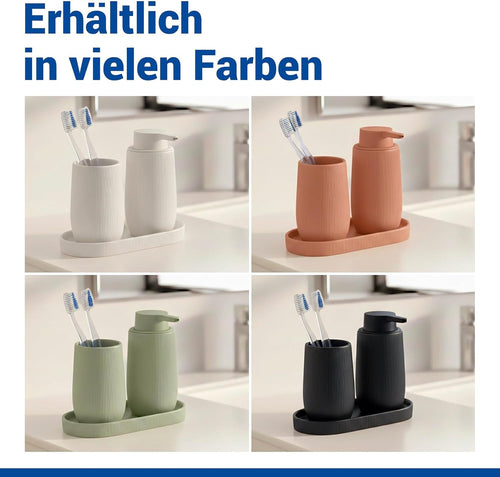 WENKO Ablage Mod. Fablo aus Keramik mit Rillenoptik, freistehend, Badezimmer-Organizer, Badablage, Schmuckschale, dekoratives Tablett für Badezimmer, Schlafzimmer, Wohnzimmer, Büro, Creme matt