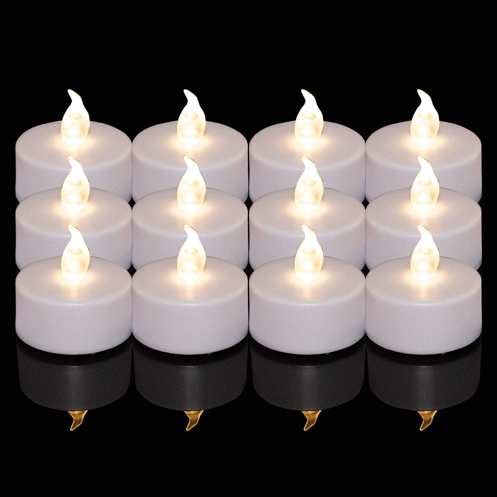 24 Stück LED Teelichter Kerzen, Batteriestart flammenlose realistische hell flackernde elektrische Kerzenlampe, Dose langlebig 200 Stunden Warmweiß, Hochzeiten, Partys ,Festivals，Wohndekoration