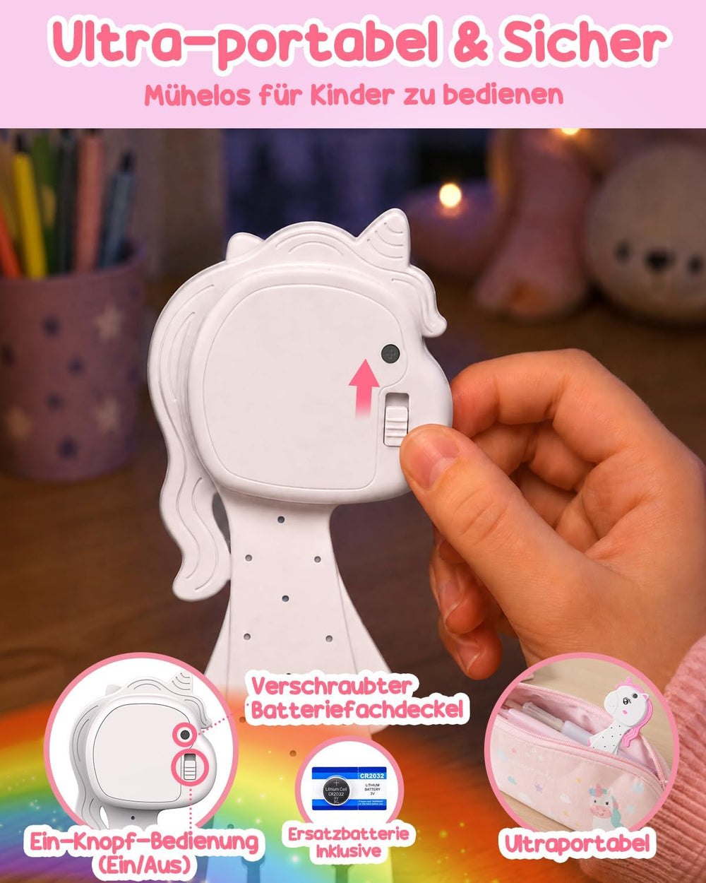 Einhorn Geschenke für Mädchen Leselampe Kinder Lesezeichen 2 in 1