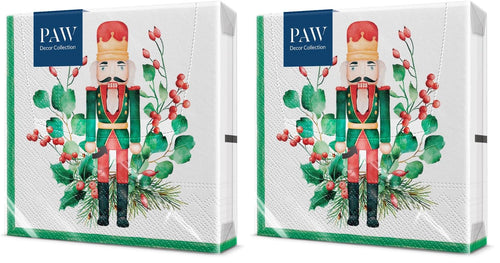 PAW Servietten 33 x 33 cm, 20 Stück - Weihnachtsschneeflocken Hellrot