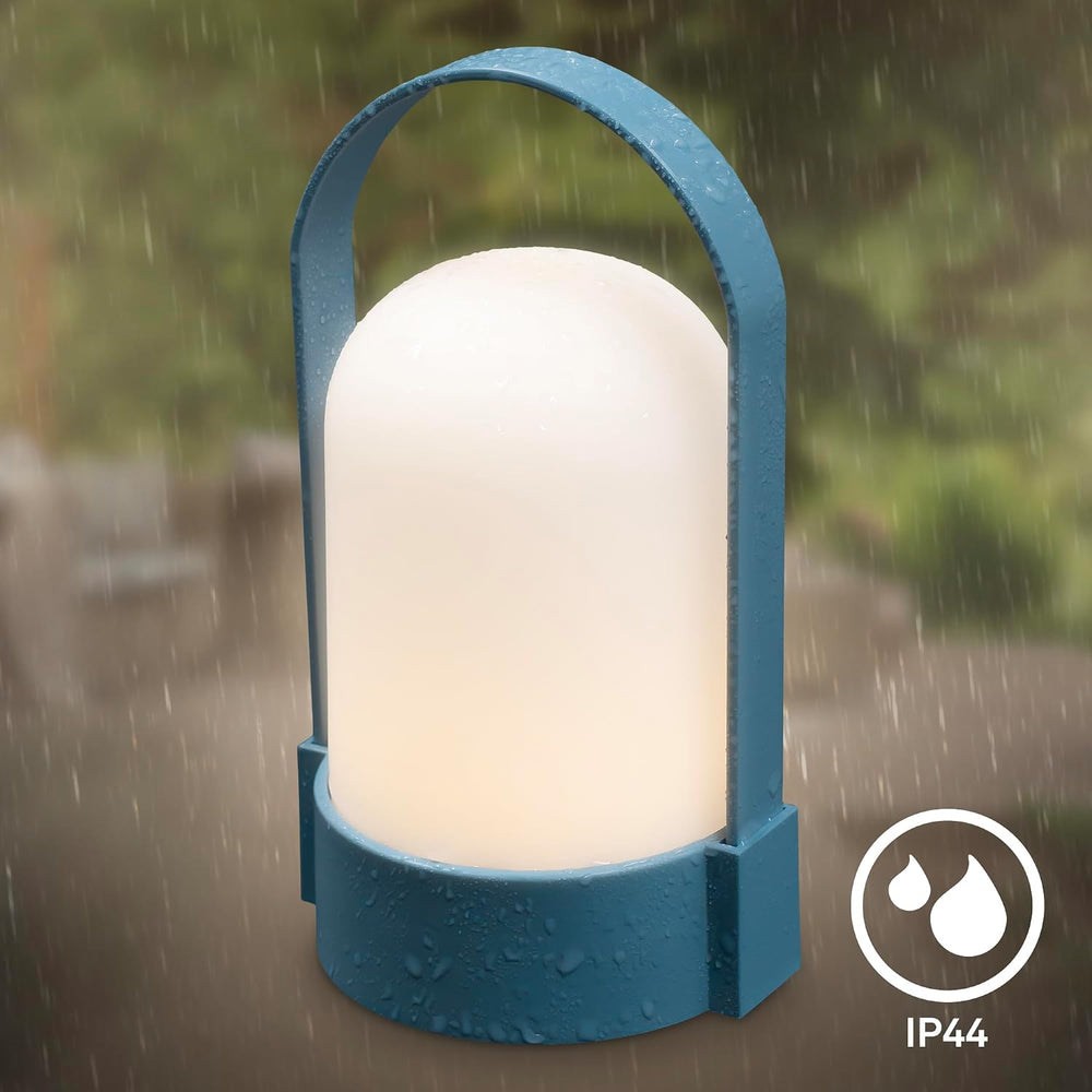 BRILONER - LED Tischlampe kabellos IP44 mit Touch, dimmbar in Stufen, USB-C, Akku tauschbar, Nachttischlampe, Leselampe, LED Lampe, Campinglampe, Tischleuchte, Akku Lampe, Outdoor, 9x8x15,5 cm, blau