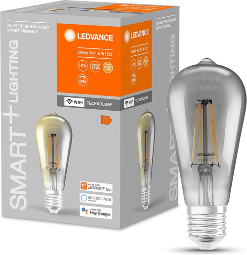 LEDVANCE E27 LED Lampe, SMART Home Wifi Edison Filament Stil Leuchtmittel mit 6W (540Lumen), Warmweiß (2500K) kompatibel mit Alexa, google oder App, Lampen im 1er-Pack