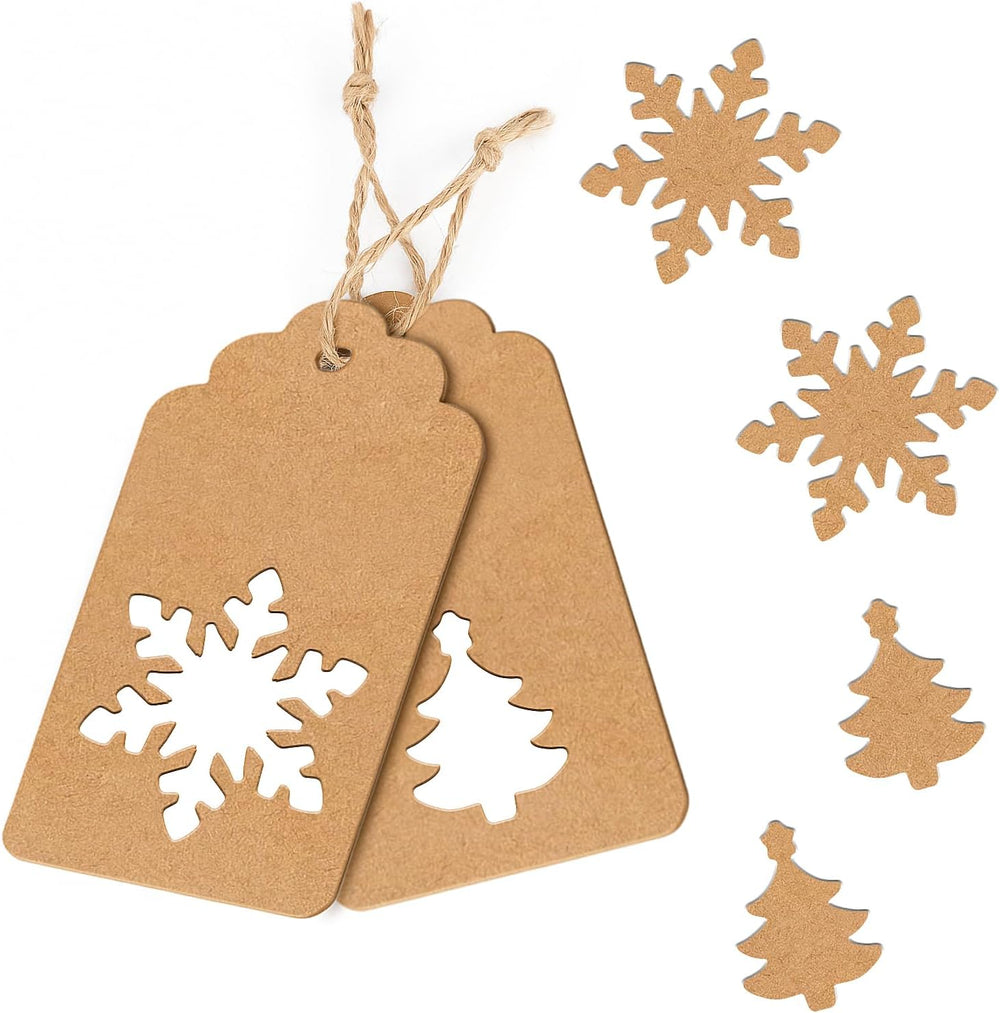 Geschenkanhänger, 50 Stück, blanko, braun, Papieranhänger mit Schnur, 5 x 9,3 cm, für Weihnachten, Hochzeit, Geburtstag, Kraftpapier, Farbe