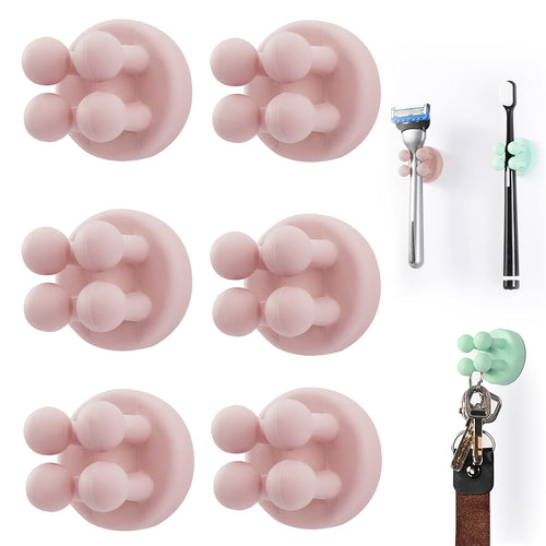 Zayin Silicone Toothbrush Zahnbürstenhalter Rasiererhalter Multifunktions-Haken Wasserdicht Selbstklebend Zahnbürstenhaken Stopfenhalter (4 Stück Schwarz, Weiß, Rosa, Grün)